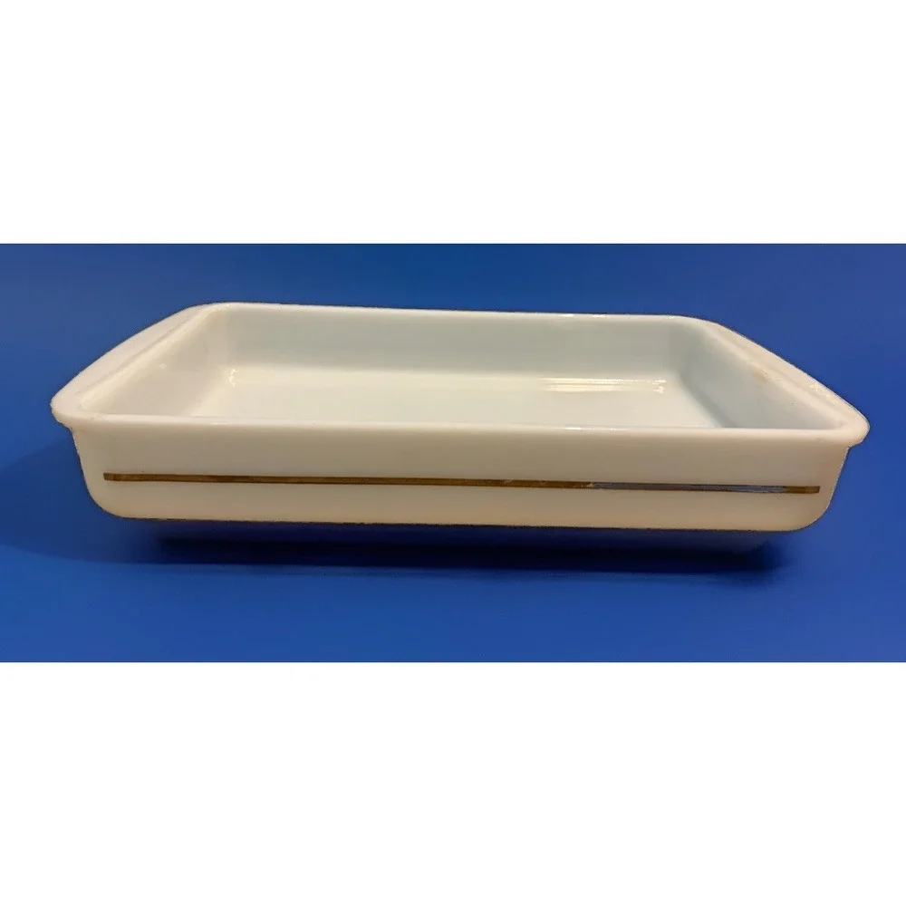 Rare Vintage Pyrex 232 2 Qt  Golden Band Baking Dish Casserole USA MCM